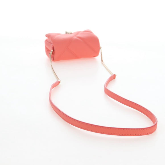 BVLGARI Serpenti Cabochon Microbag Chain Bag Leather Pink Gold Auth LN252M