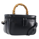 GUCCI Vanity Hand Bag Patent leather 2way Black Silver 013 2122 2490 Auth LN253-1
