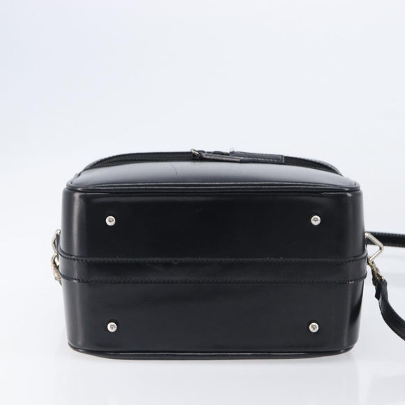 GUCCI Vanity Hand Bag Patent leather 2way Black Silver 013 2122 2490 Auth LN253