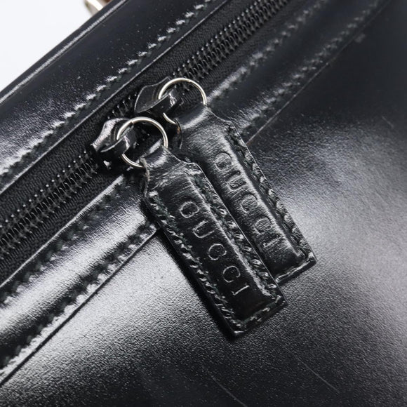 GUCCI Vanity Hand Bag Patent leather 2way Black Silver 013 2122 2490 Auth LN253