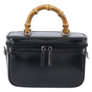 GUCCI Vanity Hand Bag Patent leather 2way Black Silver 013 2122 2490 Auth LN253-2