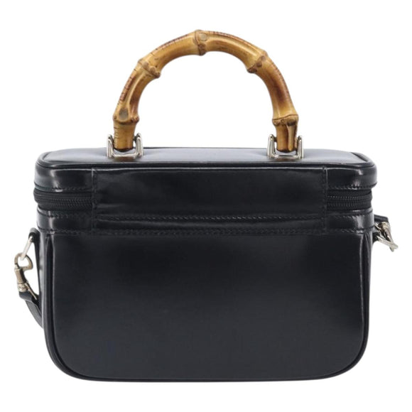 GUCCI Vanity Hand Bag Patent leather 2way Black Silver 013 2122 2490 Auth LN253
