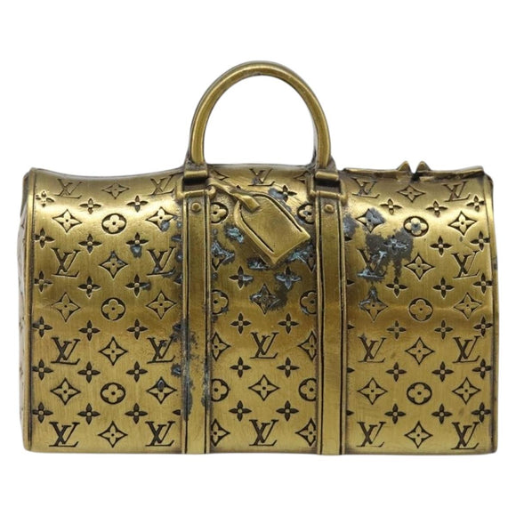 LOUIS VUITTON Monogram Keepall Motif Paper Weight metal Gold Tone LV Auth LN254