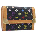 LOUIS VUITTON Monogram Multicolor Porte Monnaie Pla Black M92656 LV Auth LN255V-1