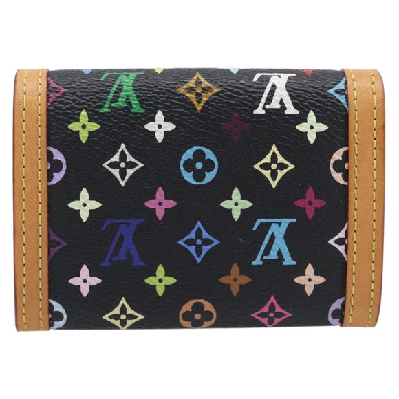 LOUIS VUITTON Monogram Multicolor Porte Monnaie Pla Black M92656 LV Auth LN255V