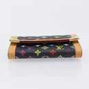 LOUIS VUITTON Monogram Multicolor Porte Monnaie Pla Black M92656 LV Auth LN255V-6