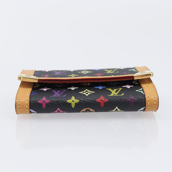 LOUIS VUITTON Monogram Multicolor Porte Monnaie Pla Black M92656 LV Auth LN255V