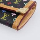 LOUIS VUITTON Monogram Multicolor Porte Monnaie Pla Black M92656 LV Auth LN255V-7