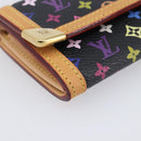 LOUIS VUITTON Monogram Multicolor Porte Monnaie Pla Black M92656 LV Auth LN255V-14