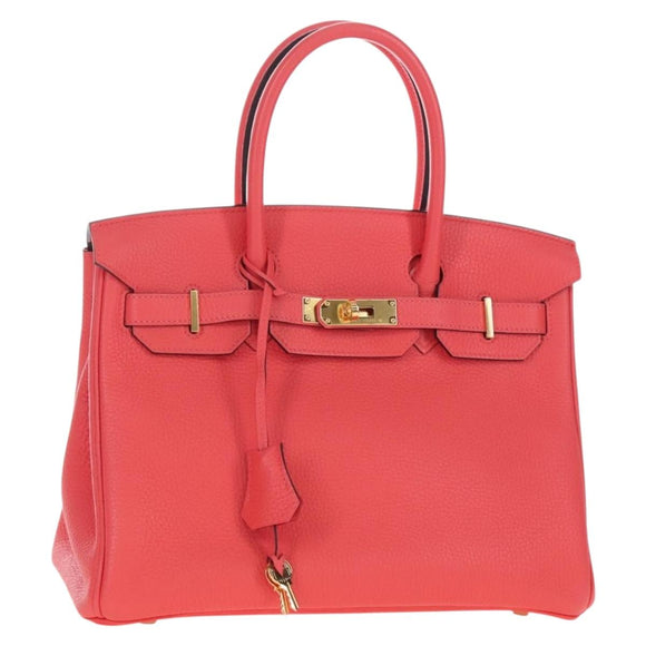 HERMES Birkin 30 Hand Bag Taurillon ClemenceLeather Pink Gold Auth LN261SM