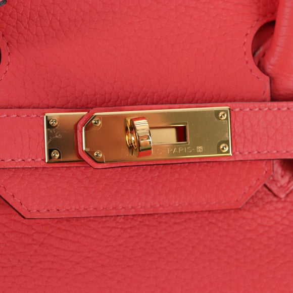 HERMES Birkin 30 Hand Bag Taurillon ClemenceLeather Pink Gold Auth LN261SM