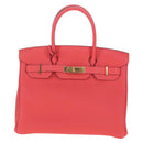 HERMES Birkin 30 Hand Bag Taurillon ClemenceLeather Pink Gold Auth LN261SM-2