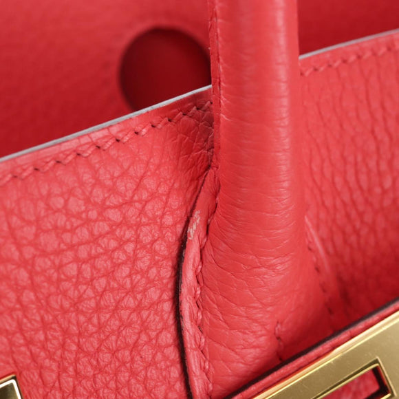HERMES Birkin 30 Hand Bag Taurillon ClemenceLeather Pink Gold Auth LN261SM