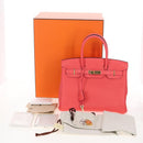 HERMES Birkin 30 Hand Bag Taurillon ClemenceLeather Pink Gold Auth LN261SM-45