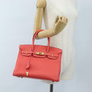 HERMES Birkin 30 Hand Bag Taurillon ClemenceLeather Pink Gold Auth LN261SM-46