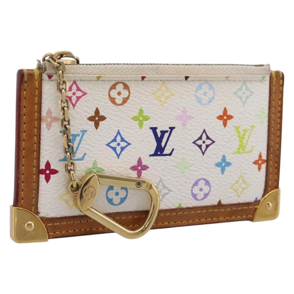 LOUIS VUITTON Monogram Multicolor Pochette Cles Purse White M92655 LV Auth LN266