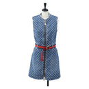 LOUIS VUITTON Monogram Denim Dress 34 Blue LV Auth LN271M-1