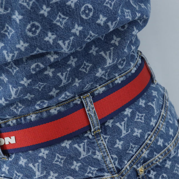 LOUIS VUITTON Monogram Denim Dress 34 Blue LV Auth LN271M