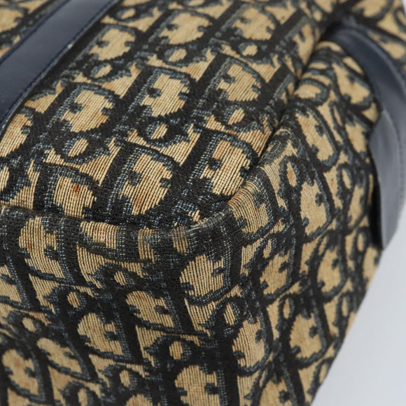 Christian Dior Trotter Canvas Hand Bag Navy Gold Auth LNZ006