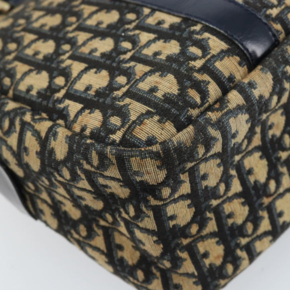 Christian Dior Trotter Canvas Hand Bag Navy Gold Auth LNZ006