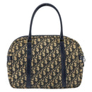 Christian Dior Trotter Canvas Hand Bag Navy Gold Auth LNZ006-2