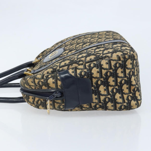 Christian Dior Trotter Canvas Hand Bag Navy Gold Auth LNZ006