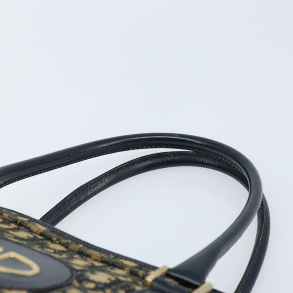 Christian Dior Trotter Canvas Hand Bag Navy Gold Auth LNZ006