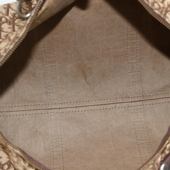 Christian Dior Trotter Canvas Boston Bag Beige Silver Auth LNZ007