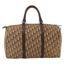 Christian Dior Trotter Canvas Boston Bag Beige Silver Auth LNZ007-2