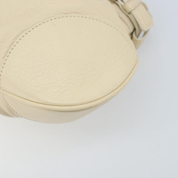 Salvatore Ferragamo Gancini Hand Bag Leather White Silver Auth LNZ008