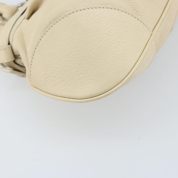 Salvatore Ferragamo Gancini Hand Bag Leather White Silver Auth LNZ008