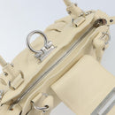 Salvatore Ferragamo Gancini Hand Bag Leather White Silver Auth LNZ008-10
