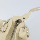 Salvatore Ferragamo Gancini Hand Bag Leather White Silver Auth LNZ008-19