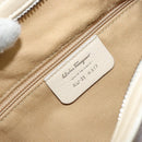 Salvatore Ferragamo Gancini Hand Bag Leather White Silver Auth LNZ008-12