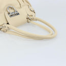 Salvatore Ferragamo Gancini Hand Bag Leather White Silver Auth LNZ008-7