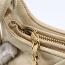 CHANEL Matelasse Shoulder Bag Lamb Skin Ivory Gold CC Auth LNZ015A-10