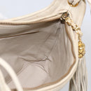 CHANEL Matelasse Shoulder Bag Lamb Skin Ivory Gold CC Auth LNZ015A-20