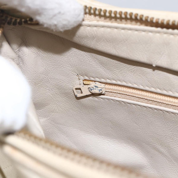CHANEL Matelasse Shoulder Bag Lamb Skin Ivory Gold CC Auth LNZ015A