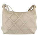 CHANEL Matelasse Shoulder Bag Lamb Skin Ivory Gold CC Auth LNZ015A-2