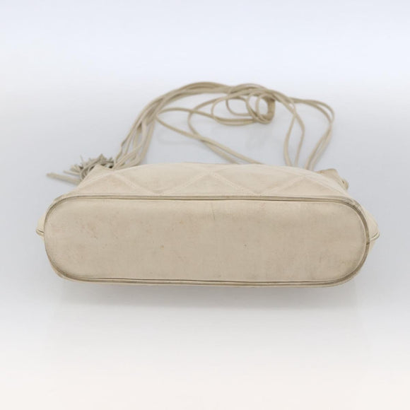 CHANEL Matelasse Shoulder Bag Lamb Skin Ivory Gold CC Auth LNZ015A