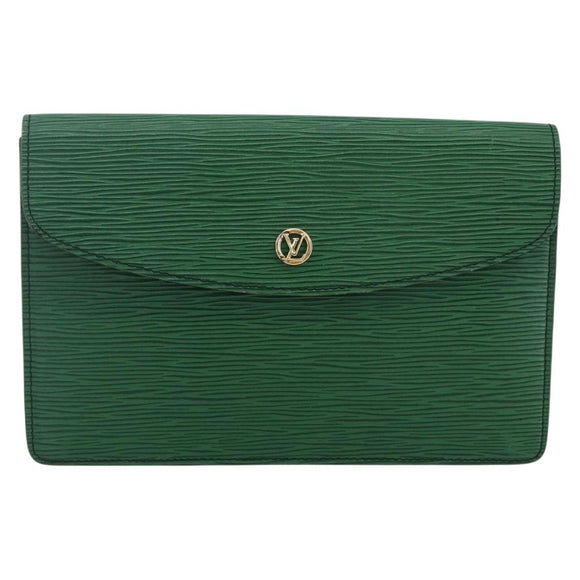 LOUIS VUITTON Epi Montaigne 23 Clutch Bag Green M52664 LV Auth LNZ018