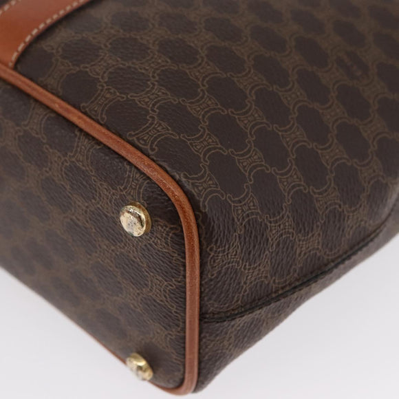 CELINE Macadam Canvas Umhängetasche PVC Leder Braun Gold Auth LNZ020A
