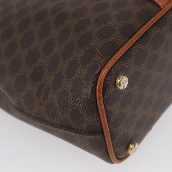 CELINE Macadam Canvas Umhängetasche PVC Leder Braun Gold Auth LNZ020A