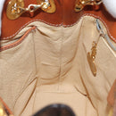 CELINE Macadam Canvas Shoulder Bag PVC Leather Brown Gold Auth LNZ020A-19