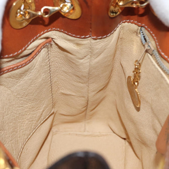 CELINE Macadam Canvas Shoulder Bag PVC Leather Brown Gold Auth LNZ020A