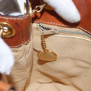 CELINE Macadam Canvas Shoulder Bag PVC Leather Brown Gold Auth LNZ020A-20