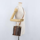 CELINE Macadam Canvas Shoulder Bag PVC Leather Brown Gold Auth LNZ020A-22