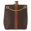 CELINE Macadam Canvas Shoulder Bag PVC Leather Brown Gold Auth LNZ020A-2