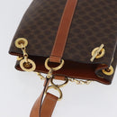 CELINE Macadam Canvas Shoulder Bag PVC Leather Brown Gold Auth LNZ020A-6