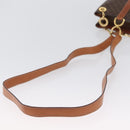 CELINE Macadam Canvas Shoulder Bag PVC Leather Brown Gold Auth LNZ020A-7